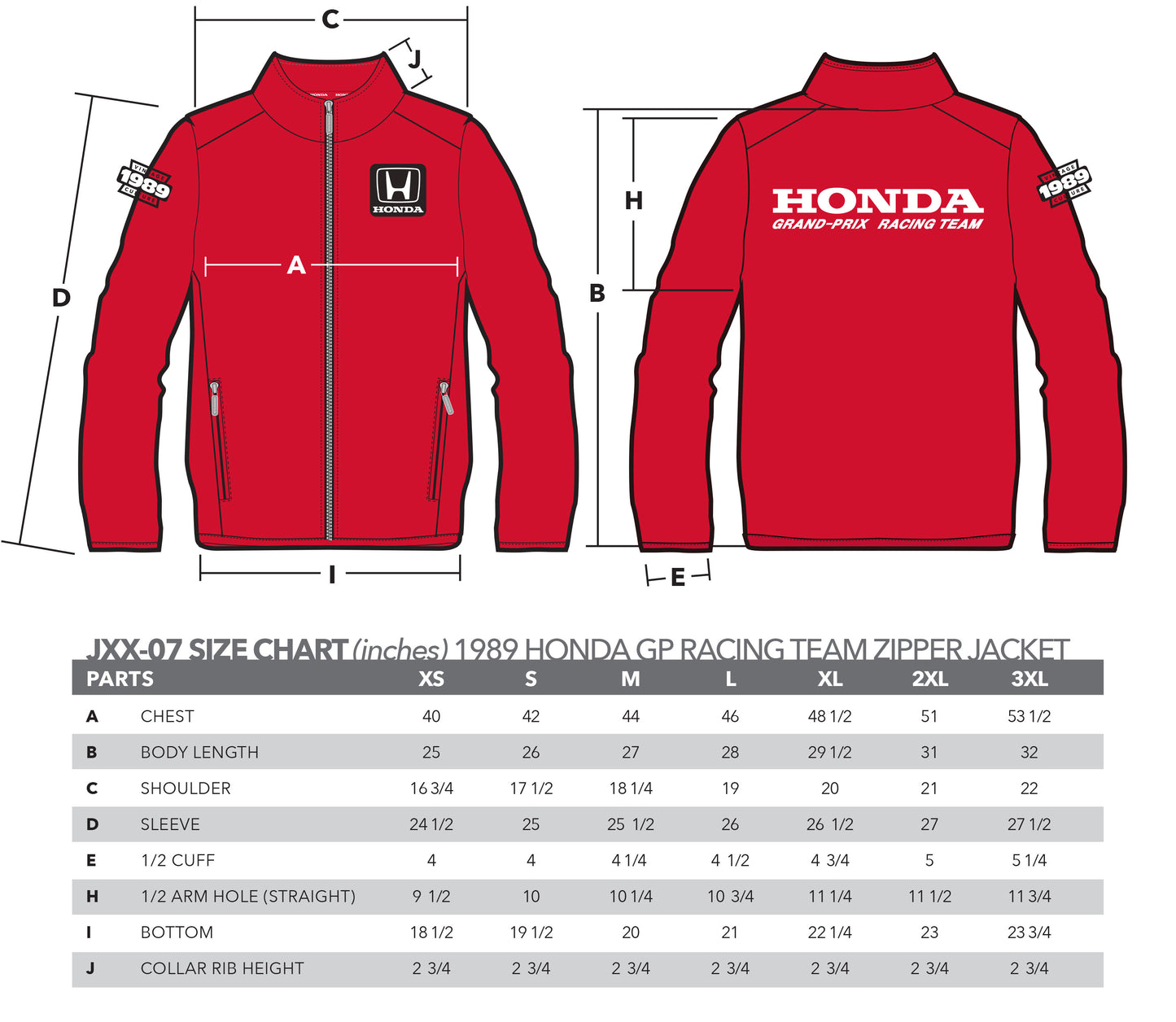 1989 Honda Grand Prix Racing Team Zipper Jacket