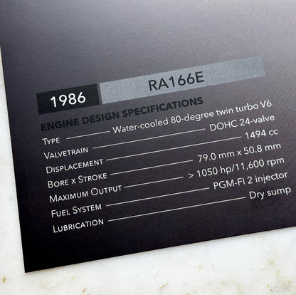 RA166E - Honda V6 Turbo F1 Engine Poster