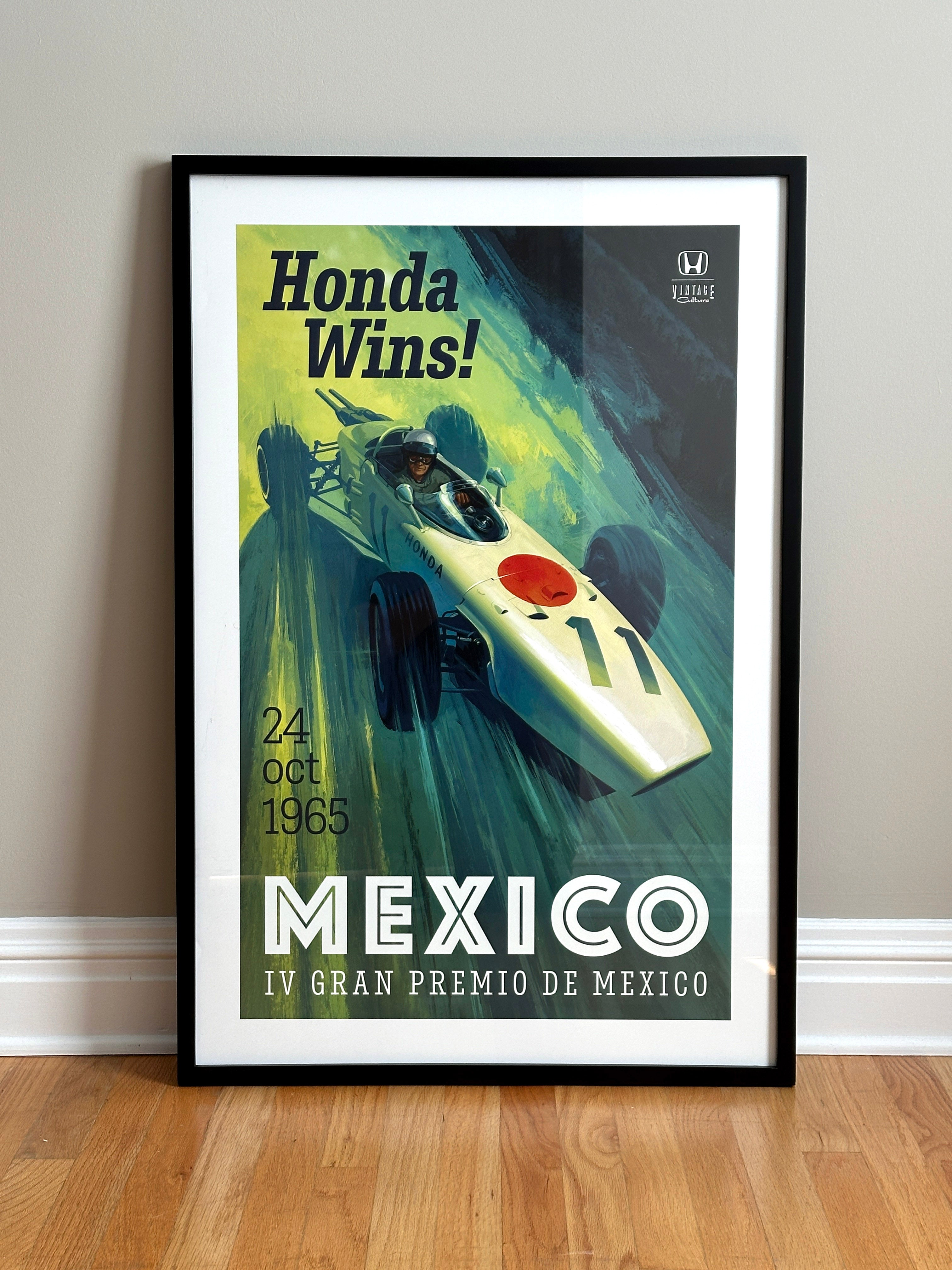 ホンダF-1 F1 メキシコ1965 優勝記念　　額縁　観賞用 1965 Mexican Grand Prix Poster – Vintage Culture