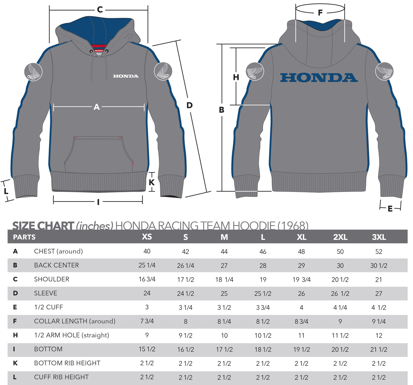 Honda Racing Team Hoodie (1968) - Gray