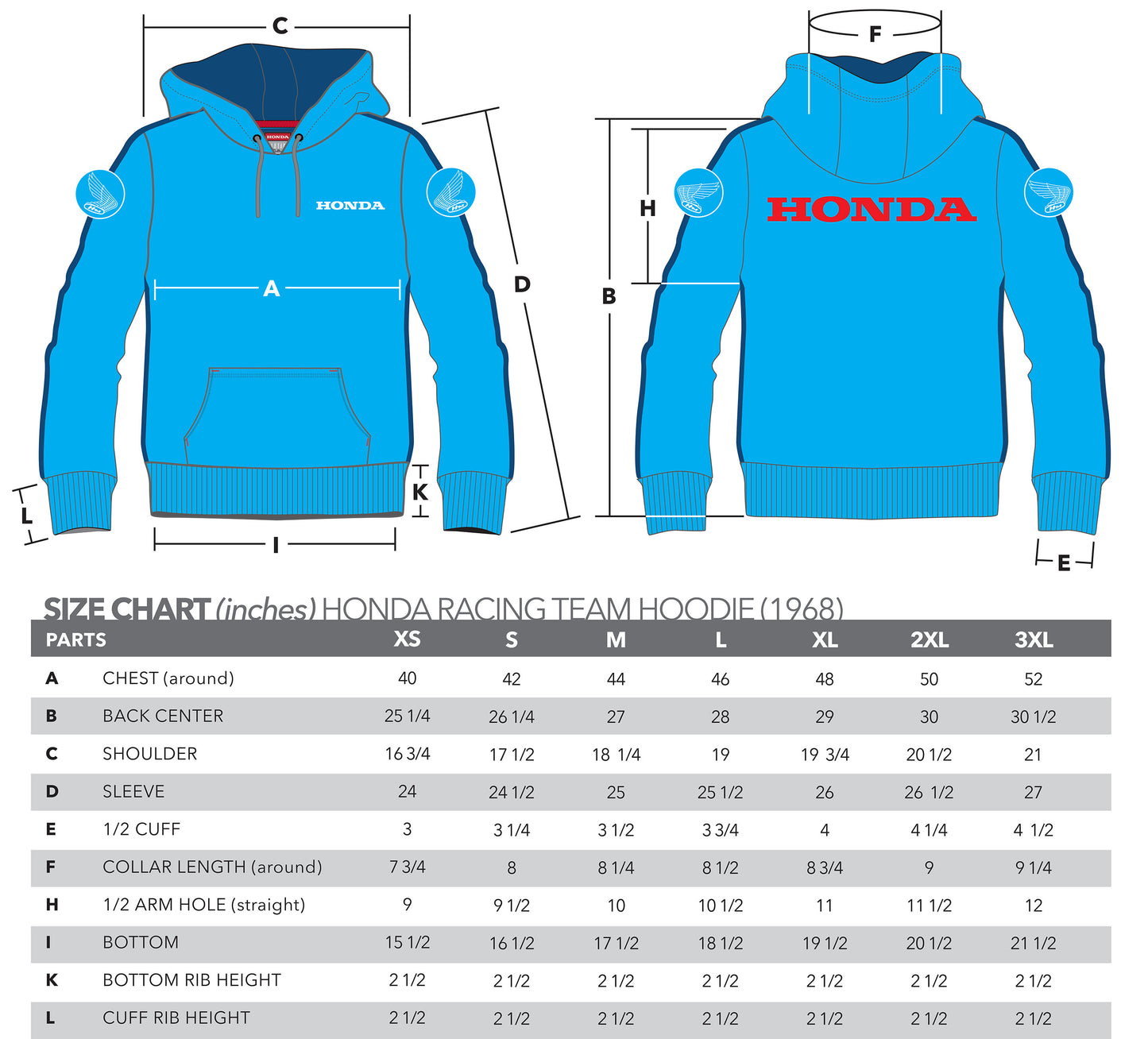 Honda Racing Team Hoodie (1968) - Blue